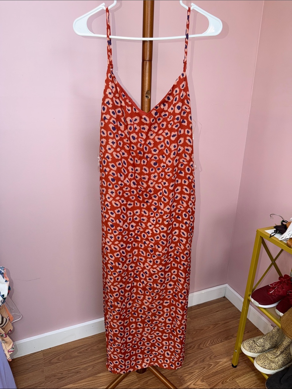 Listicle Rust Red Leopard-Print Maxi Slip Dress